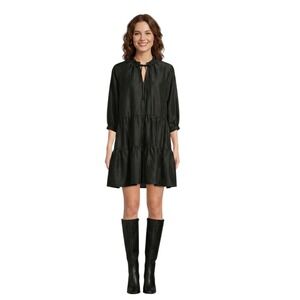 Hudson North Black Tiered Lyocell Blend Mini Dress Removable Slip Large